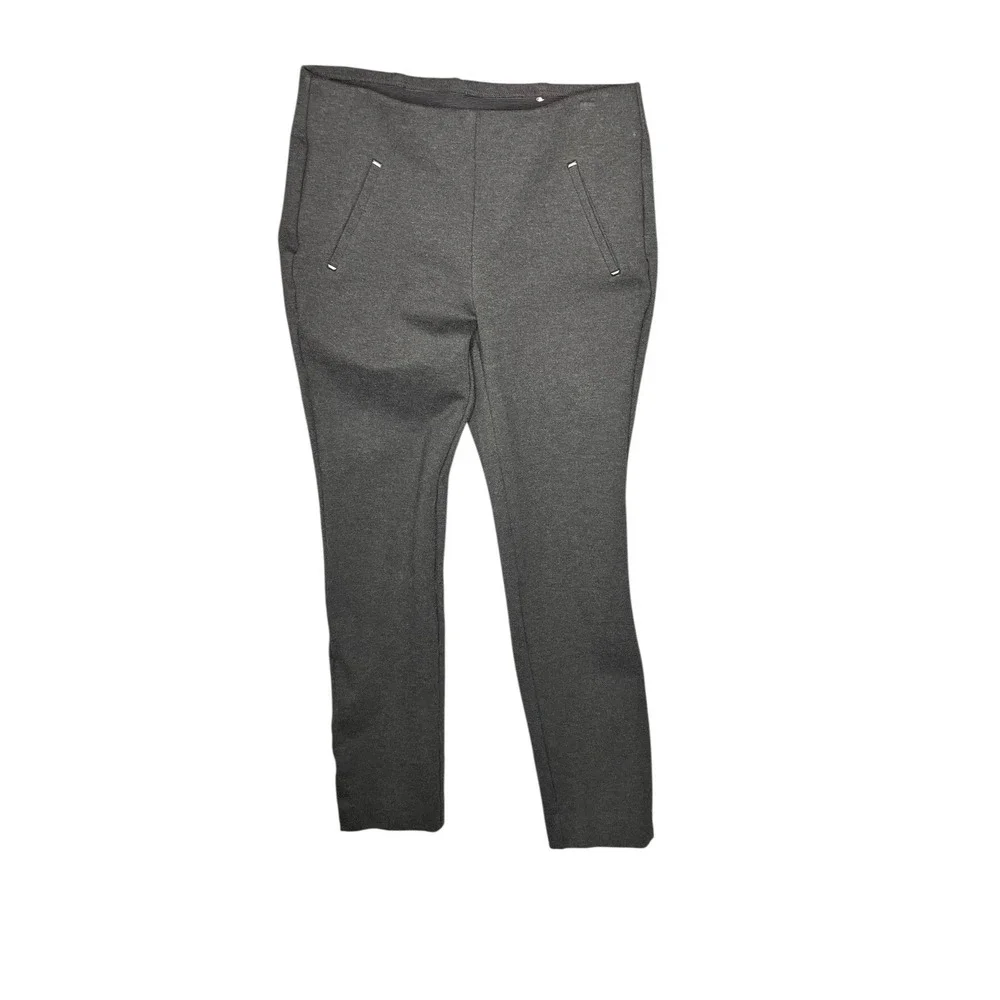 Chicos Juliet Ponte Knit Pull-On Pants Sz 0 (US 4) Dark Gray Minimalist Classic